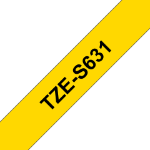 Brother TZE-S631 DirectLabel black on yellow extra strong Laminat 12mm x 8m for Brother P-Touch TZ 3.5-18mm/6-12mm/6-18mm/6-24mm/6-36mm