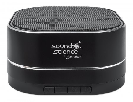 Manhattan Metallic Bluetooth Speaker (Clearance Pricing), Microphone, FM Radio, Decent Sound Output (3W), 6 hour Playback time, Integrated Controls, Range 10m, microSD card reader, Aux 3.5mm, USB-A charging cable incl, Black, Bluetooth 5.0, 3 Years Warran