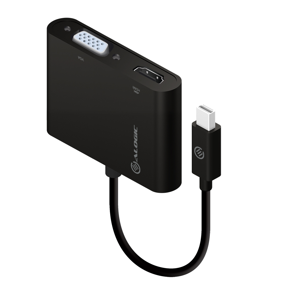 Image of ALOGIC 2-in-1 Mini DisplayPort to 4K HDMIVGA Adapter - Male to...