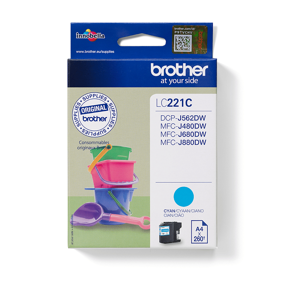 Image of Brother LC-221C Ink cartridge cyan, 260 pages ISO/IEC 24711 3,9ml...