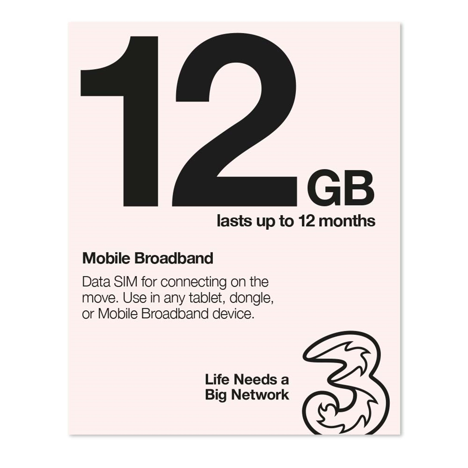 Image of Three Three 3G 4G & 5G-Ready 12GB Prepaid Mobile Broadband Trio...