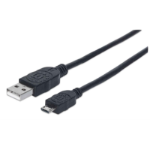Manhattan USB-A to Micro-USB Cable, 0.5m, Male to Male, Black, 480 Mbps (USB 2.0), Equivalent to Startech USBAUB50CMBK, Hi-Speed USB, Lifetime Warranty, Polybag