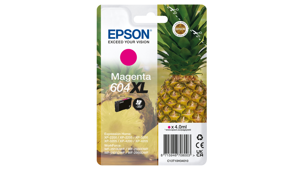 Image of Epson C13T10H34010/604XL Ink cartridge magenta high-capacity, 350...