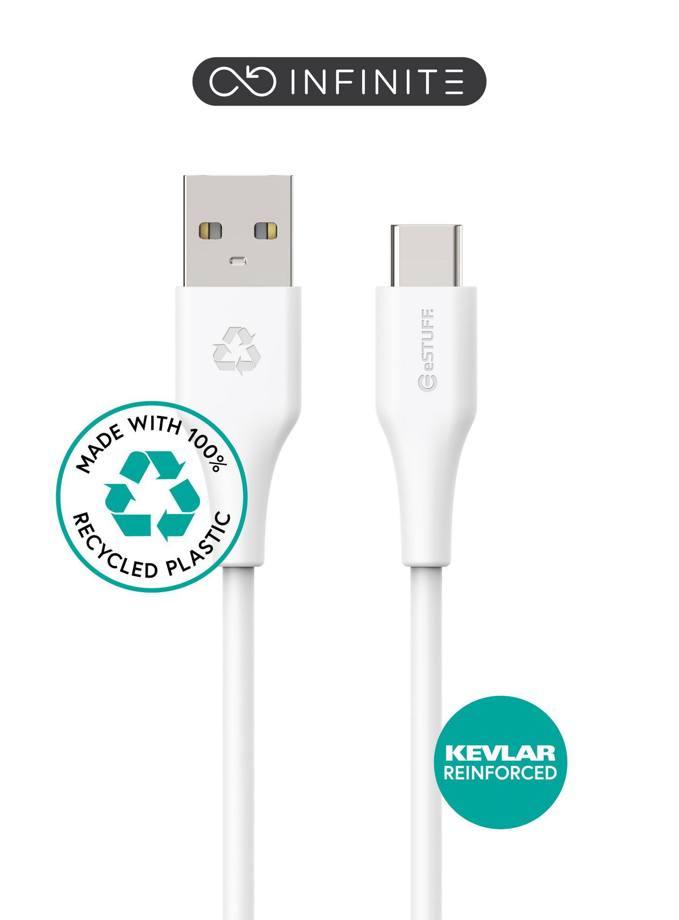 eSTUFF ES605270-BULK USB cable 1 m USB 2.0 USB C USB A White