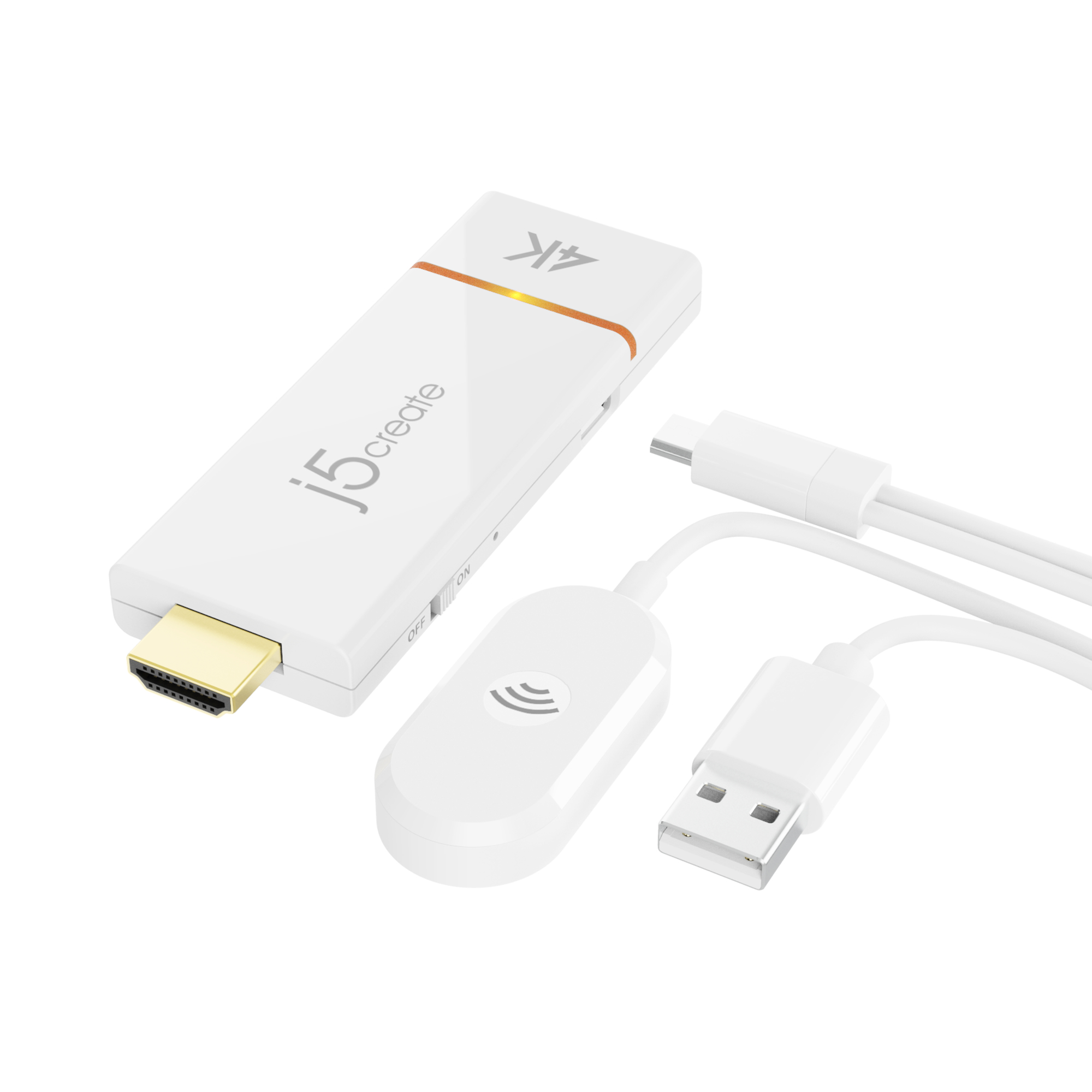 Image of j5create JVAW76 ScreenCast 4K HDMI Wireless Display Adapter, White