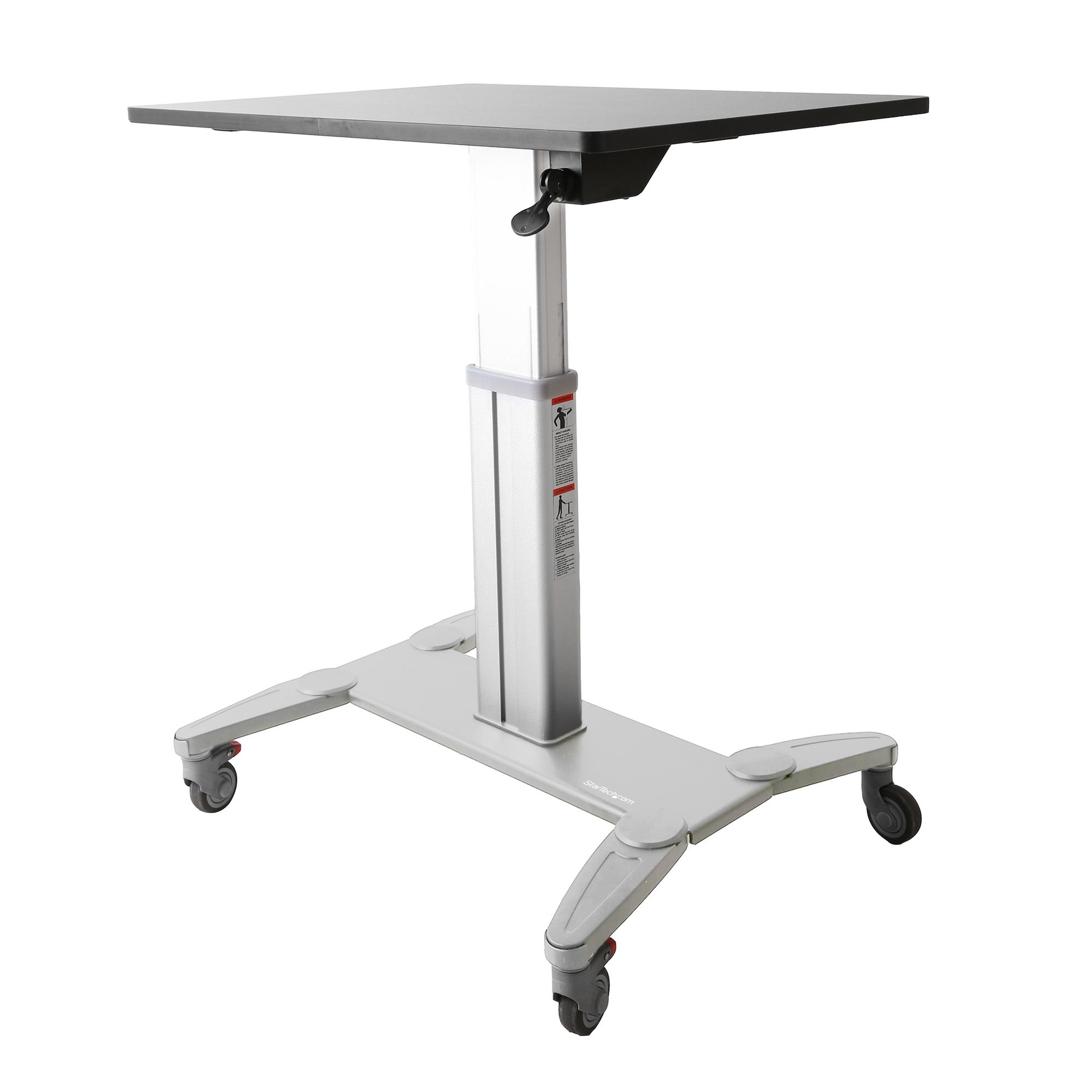 StarTech.com Mobile Standing Desk - Portable Sit Stand Ergonomic Height Adjustable Cart on Wheels - Rolling Computer/Laptop Workstation Table with Locking One-Touch Lift for Teacher/Student