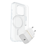 OtterBox Symmetry Series Clear for MagSafe + Premium Glass + Fast Charge Wall Charger USB-C 30W Type C voor Apple iPhone 16 Pro