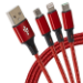 Maplin USB-A to 3-in-1 Multi-Charging USB-C / Lightning / Micro USB Braided Cable - Red