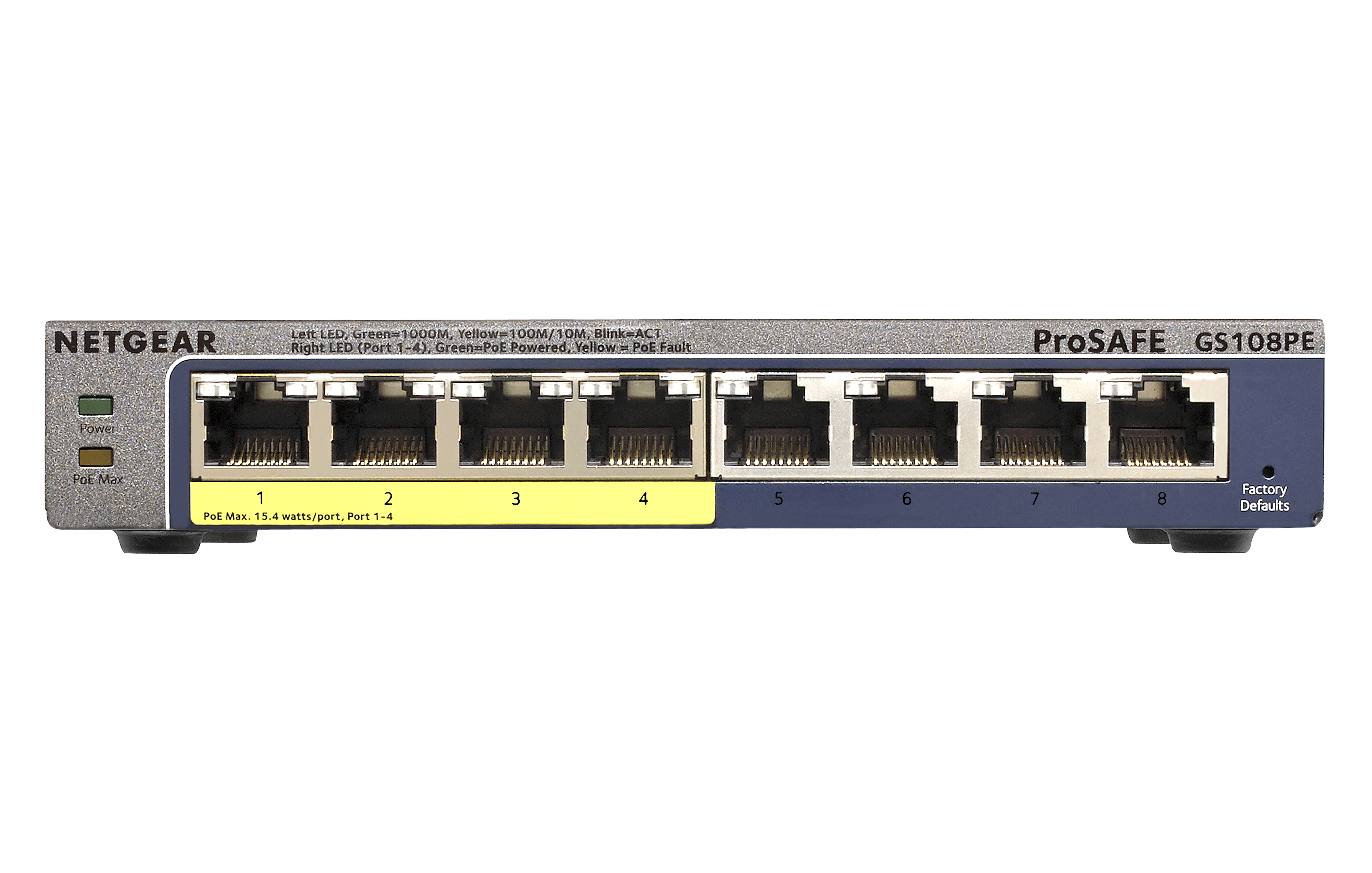 Image of NETGEAR GS108PE Managed L2/L3 Gigabit Ethernet (10/100/1000) Power...