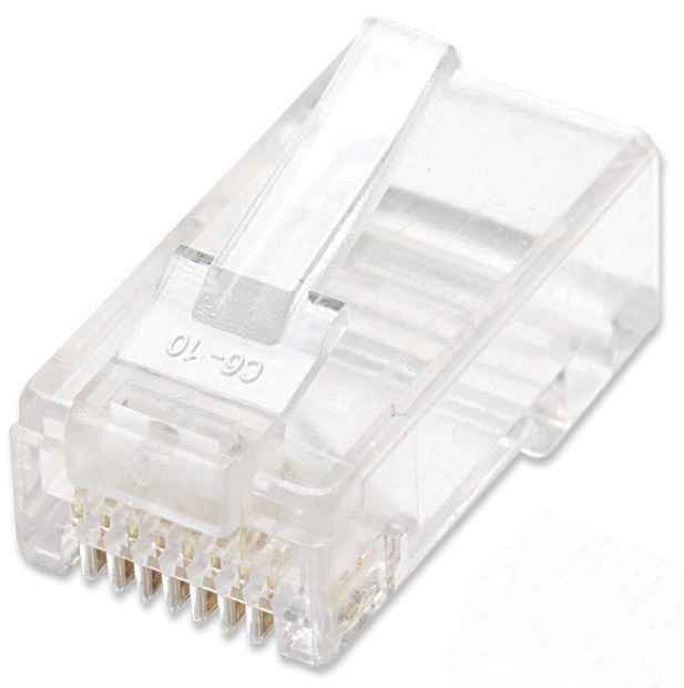 Image of Intellinet RJ45 Modular Plugs, Cat5e, UTP, 3-prong, for solid...