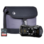 Pentax WG-90 16MP 5x Zoom Tough Compact Camera - Black - Camera + Sandisk 64GB SD Card + System Bag