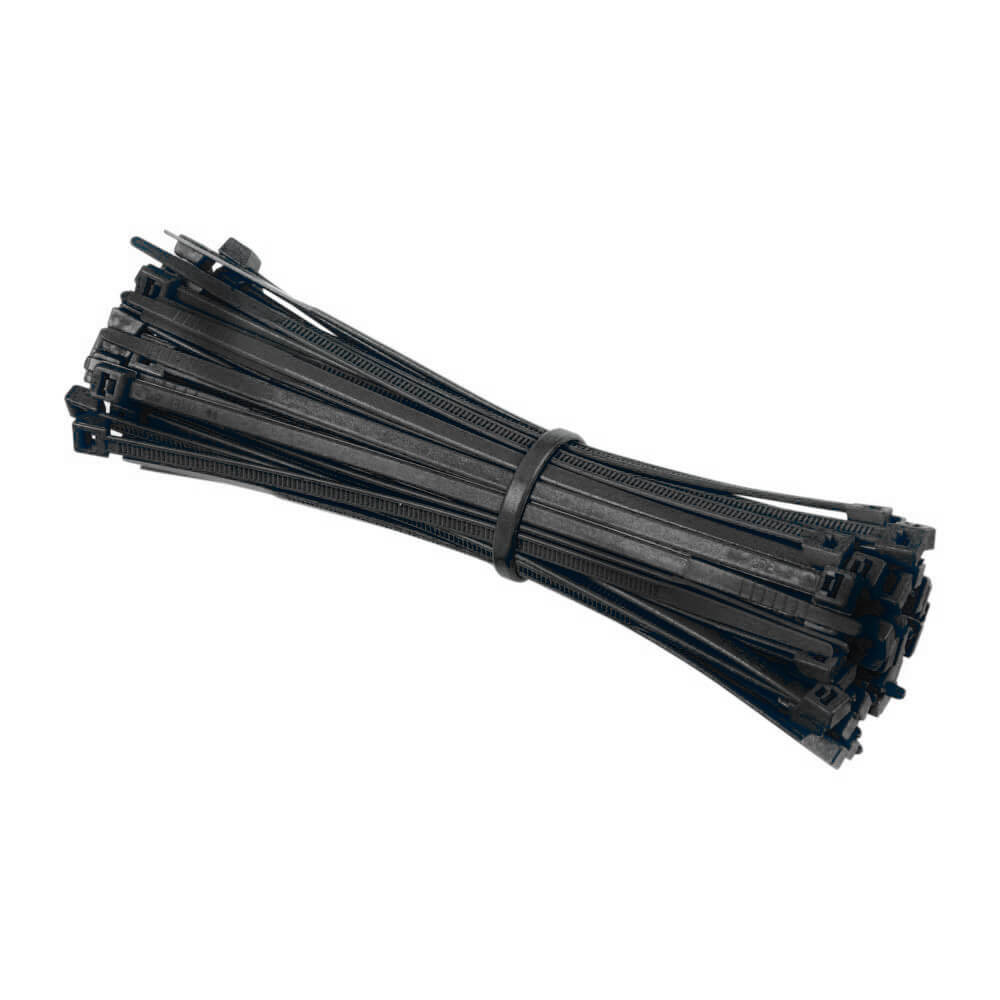 Videk 4.8mm X 200mm Black Cable Ties Pack of 100