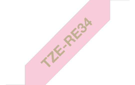 Brother TZE-RE34 DirectLabel gold on pink non adhesive textil 12mm x 4