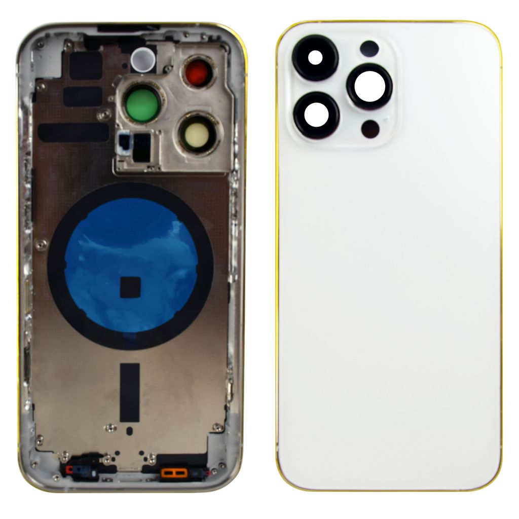 EU Product - iPhone 14 Pro Complete Back Cover with Frame (No Logo) - Silver thumbnail