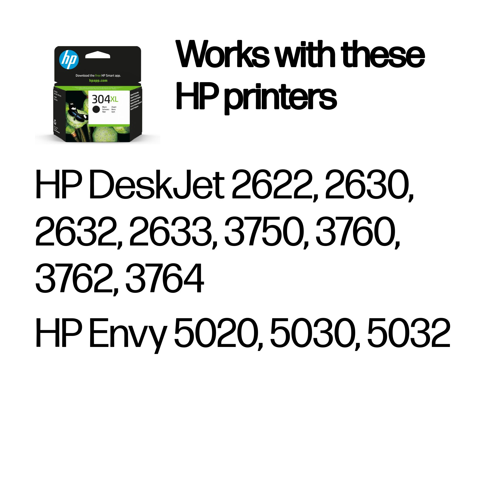 HP N9K08AE/304XL Printhead cartridge black high-capacity, 300 pages ISO/IEC 24711 6ml for HP DeskJet 2620/3720