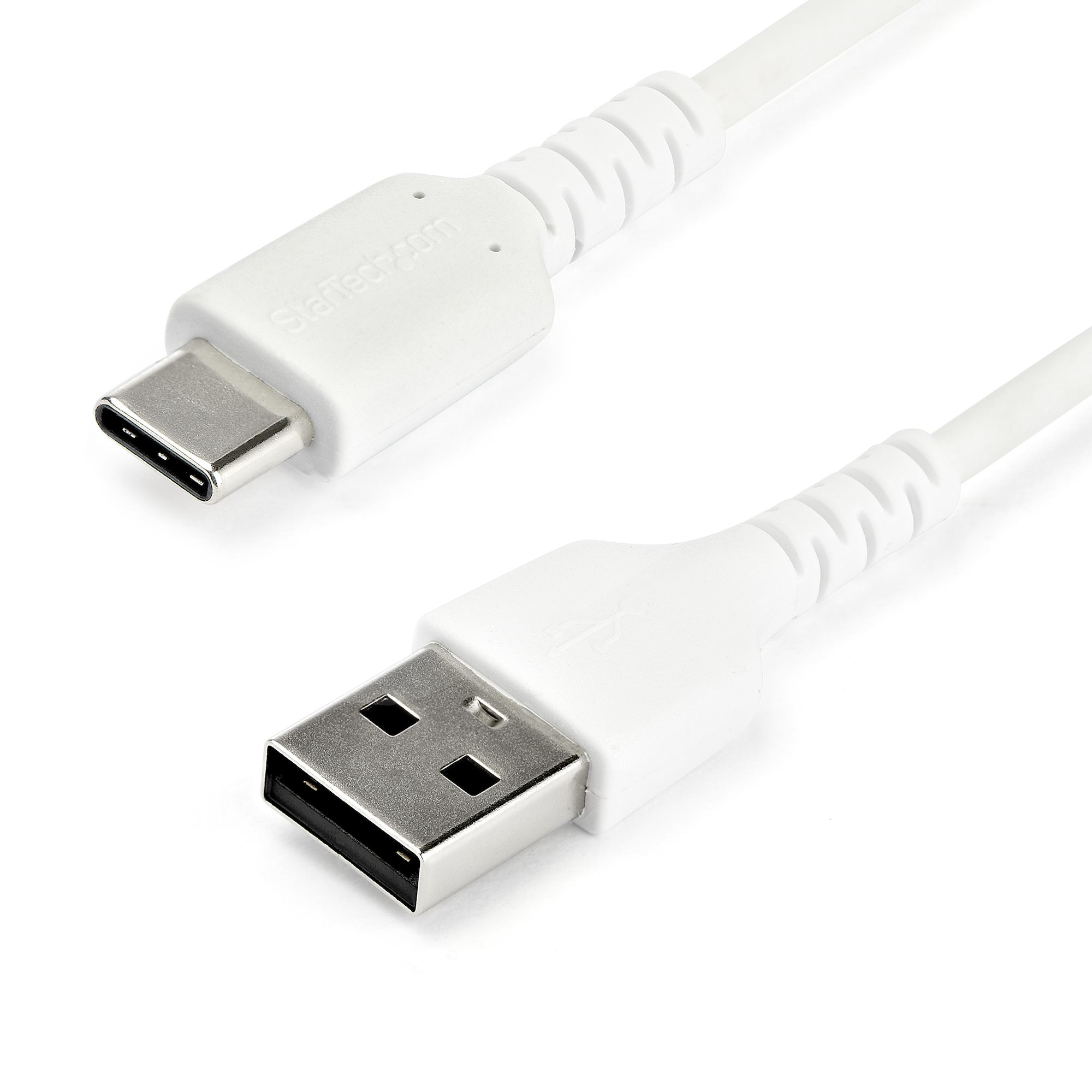 StarTech.com 2m USB A to USB C Charging Cable - Durable Fast Charge & Sync USB 2.0 to USB Type C Data Cord - Rugged TPE Jacket Aramid Fiber M/M 3A White - Samsung S10, iPad Pro, Pixel