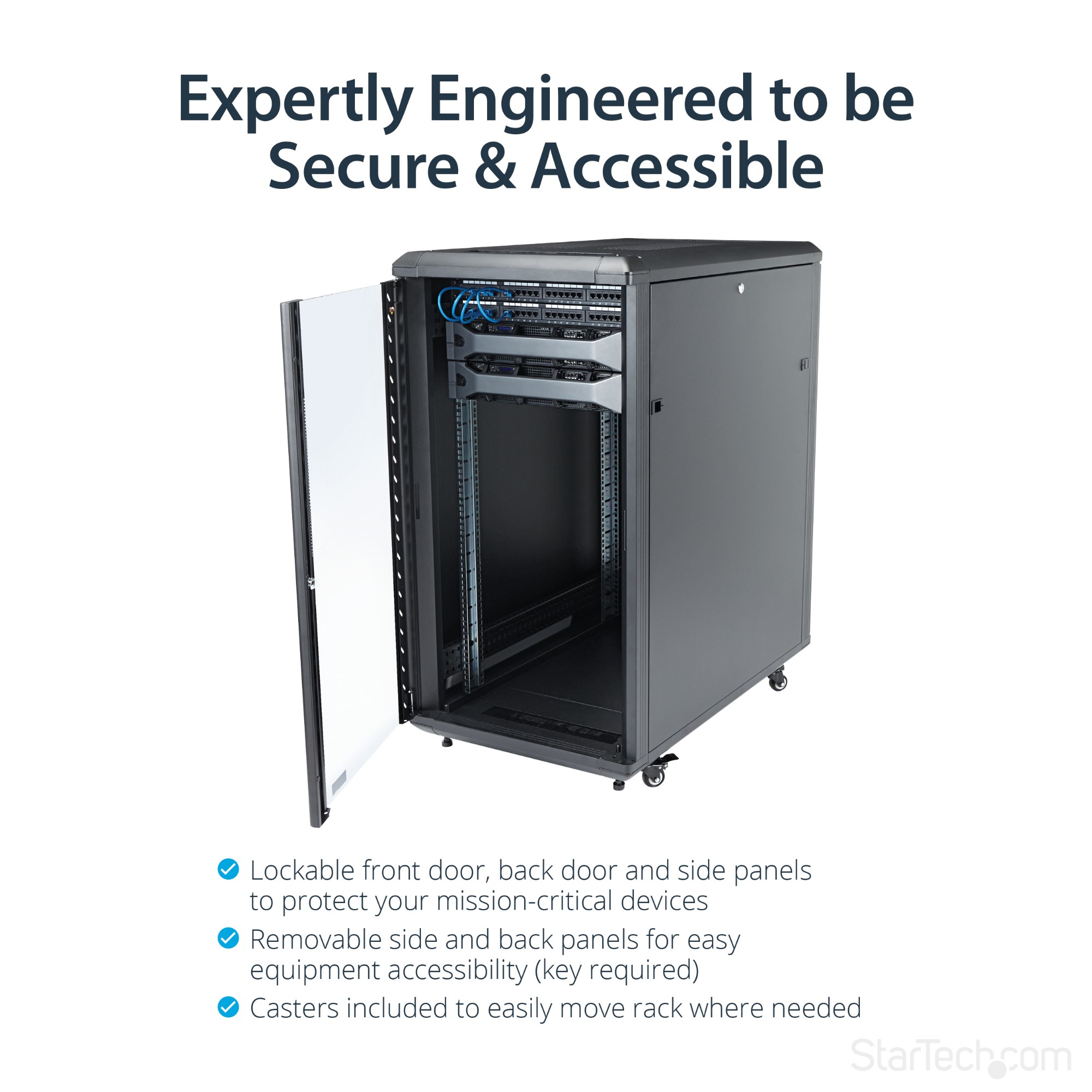 StarTech.com 22U 36in Knock-Down Server Rack Cabinet with Casters