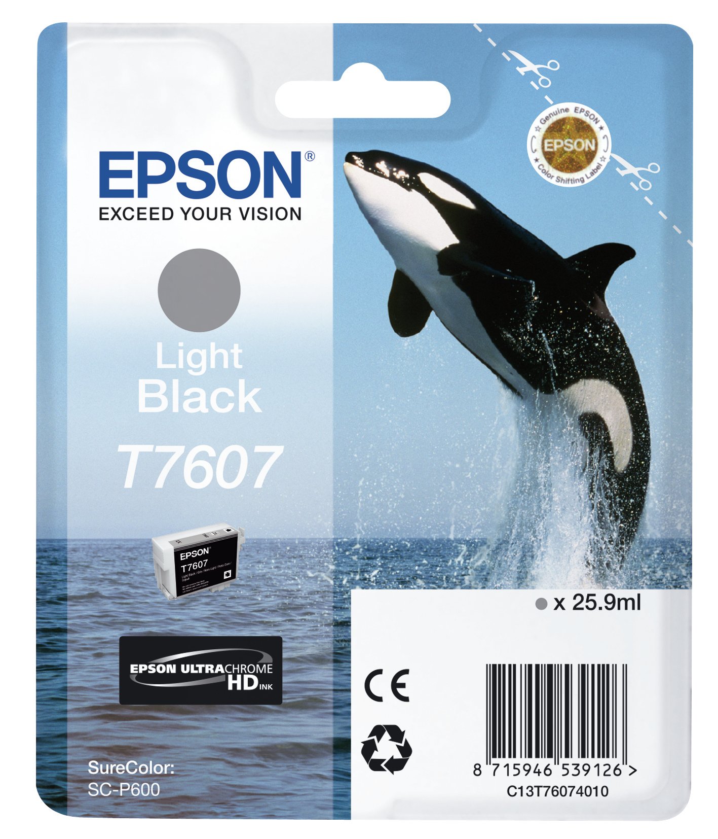 Image of Epson C13T76074010/T7607 Ink cartridge gray, 1K pages 25,9ml for...