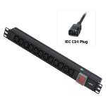 Lindy 1U 12 Way IEC Sockets, Horizontal PDU with IEC Mains Cable