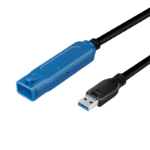 LogiLink USB 3.2 Gen1 cable, USB-A/M to USB-A/F, amplifier, black/blue, 30 m