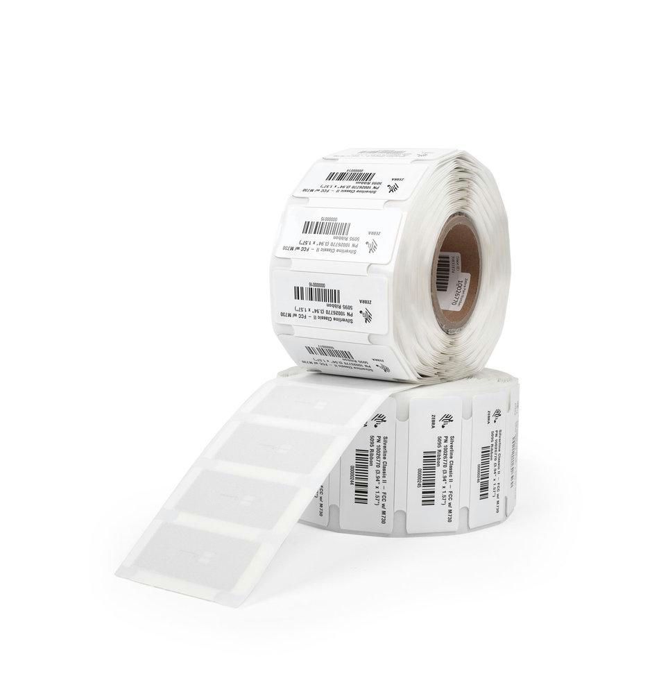 Zebra RFID, Label, Synthetic, 3.9375x0.5156in (100x13mm), TT, RFID Polyester with Foam, Coated, High Performance Acrylic Adhesive, 3in (76.2mm) core, 600/roll, 1/box, Plain, ETSI
