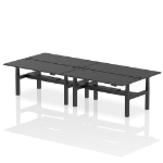 Dynamic Air Back-to-Back W1800 x D800mm Height Adjustable Sit Stand 4 Person Bench Desk With Cable Ports Black Finish Black Frame - HA03018 DD