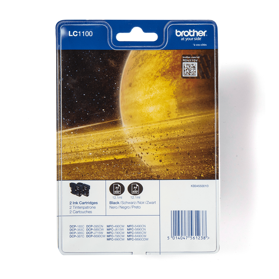 Image of Brother LC-1100BKBP2DR Ink cartridge black twin pack Blister...