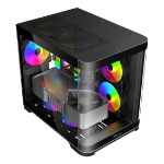 XZEAL Gabinete Curvo Xzeal M-ATX/ITX 2x USB 2.0 + 1x USB 3.0 + 3.5 mm + 3 Ventiladores RGB Negro -