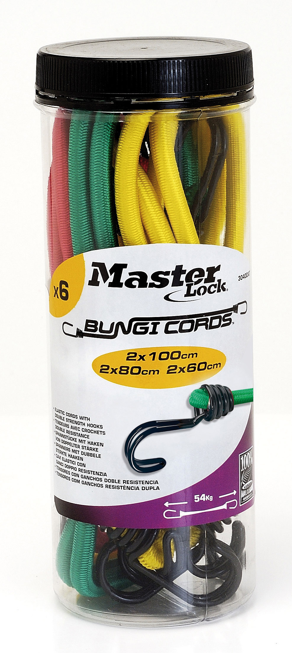 Image of Masterlock Twin Wire bungee; 6-pack - 1 m - Multicolour - 6 pc(s)