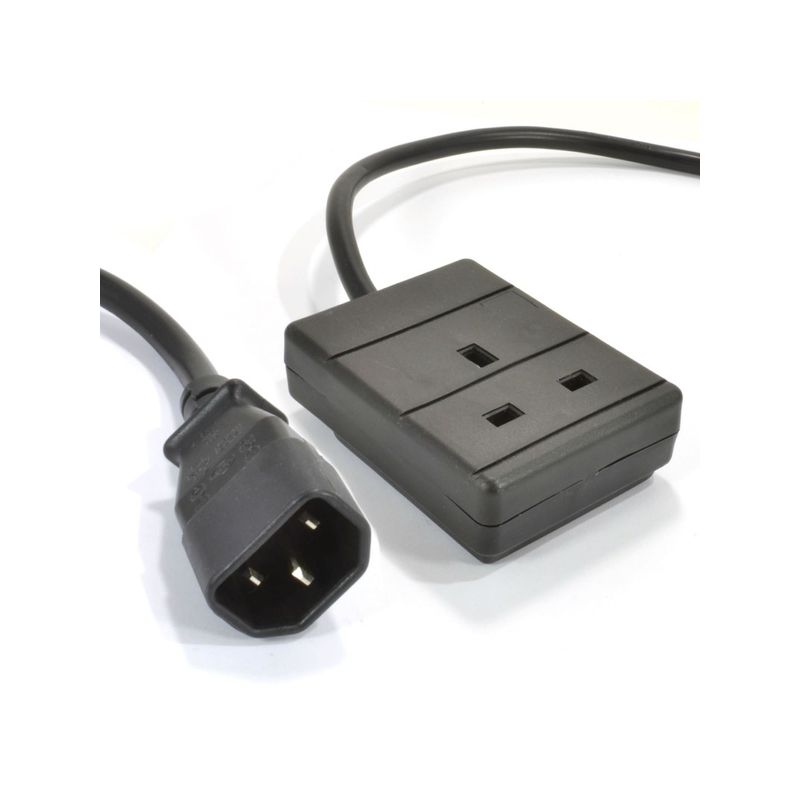FDL IEC PLUG (C14) TO SINGLE 13A TRAILING SOCKET - 2M BLACK