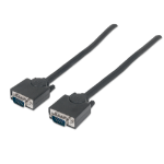 Manhattan VGA Monitor Cable, 1.8m, HD15 Male to Male, Higher SVGA Specification, Fully Compatible with VGA, Fully Shielded, Black, Lifetime Warranty, Equivalent to MXT101MM