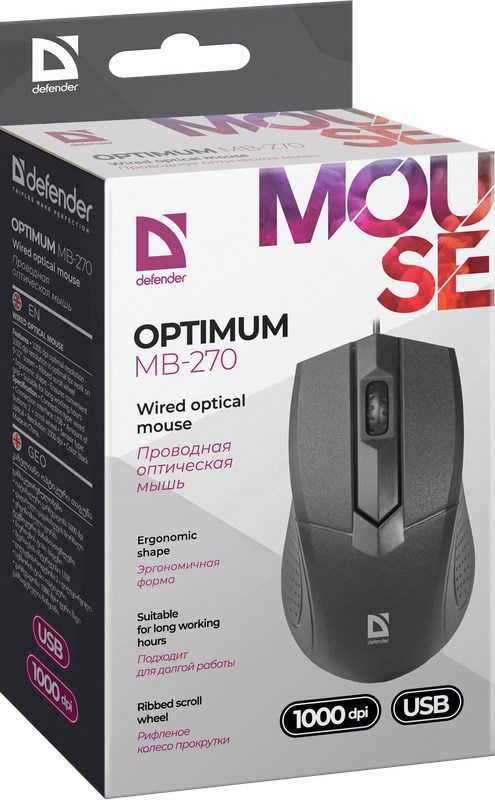 DFN Defender Optimum MB-270 mouse Office Right-hand USB Type-A Optical 1000 DPI
