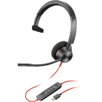 POLY Blackwire 3310 Monaural Microsoft Teams Certified USB-C Headset +USB-C/A Adapter