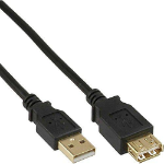 InLine 34618S Câble USB 2.0 Contacts dorés AM/AF 2 m Noir