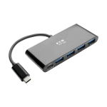 Tripp Lite U460-004-4AB-C 4-Port USB-C Hub, USB 3.x (5Gbps), 4x USB-A Ports, 60W PD Charging, Black