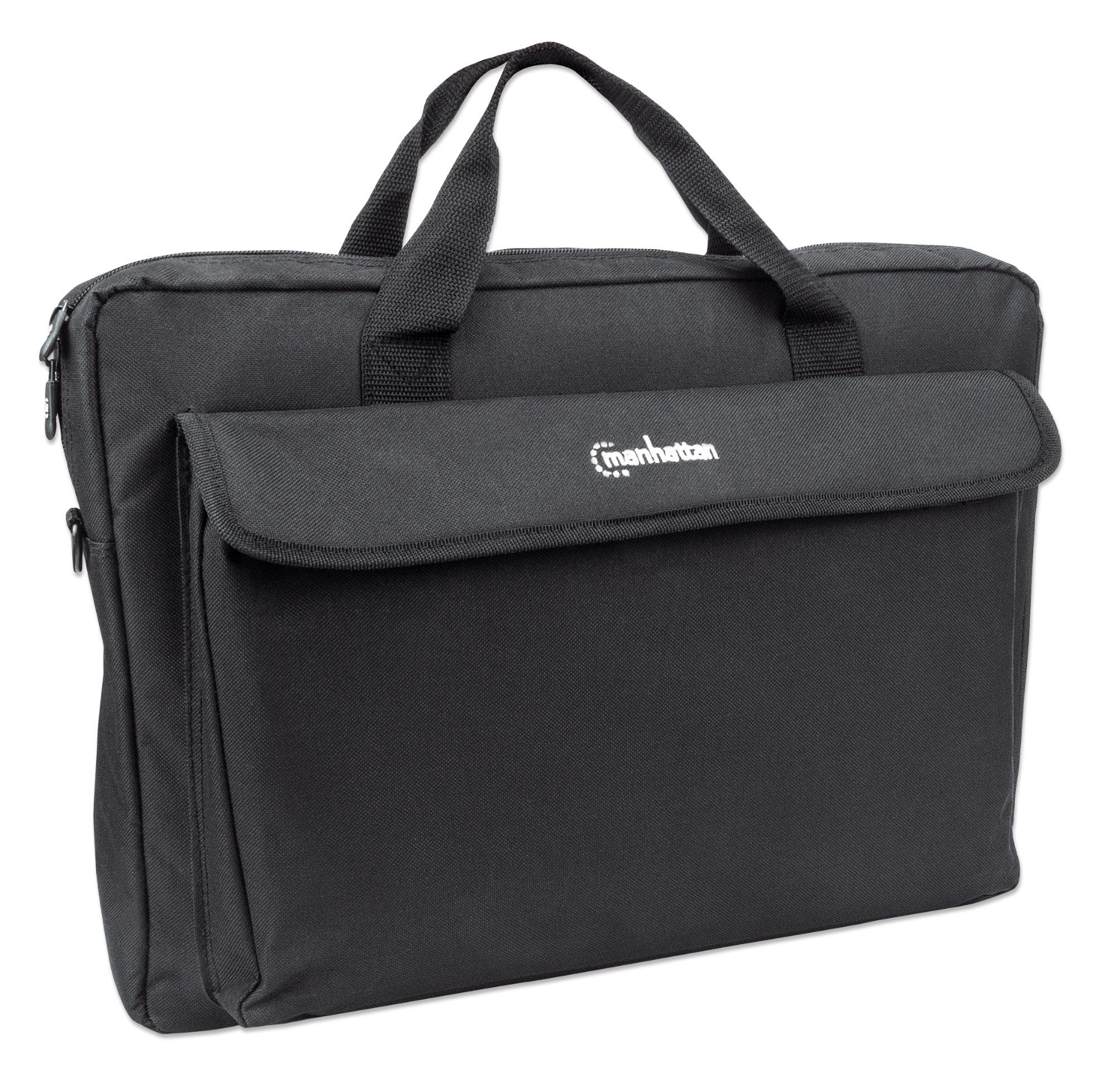 Manhattan London Laptop Bag 17.3", Top Loader, Accessories Pocket, Shoulder Strap (removable), Black, Three Year Warranty