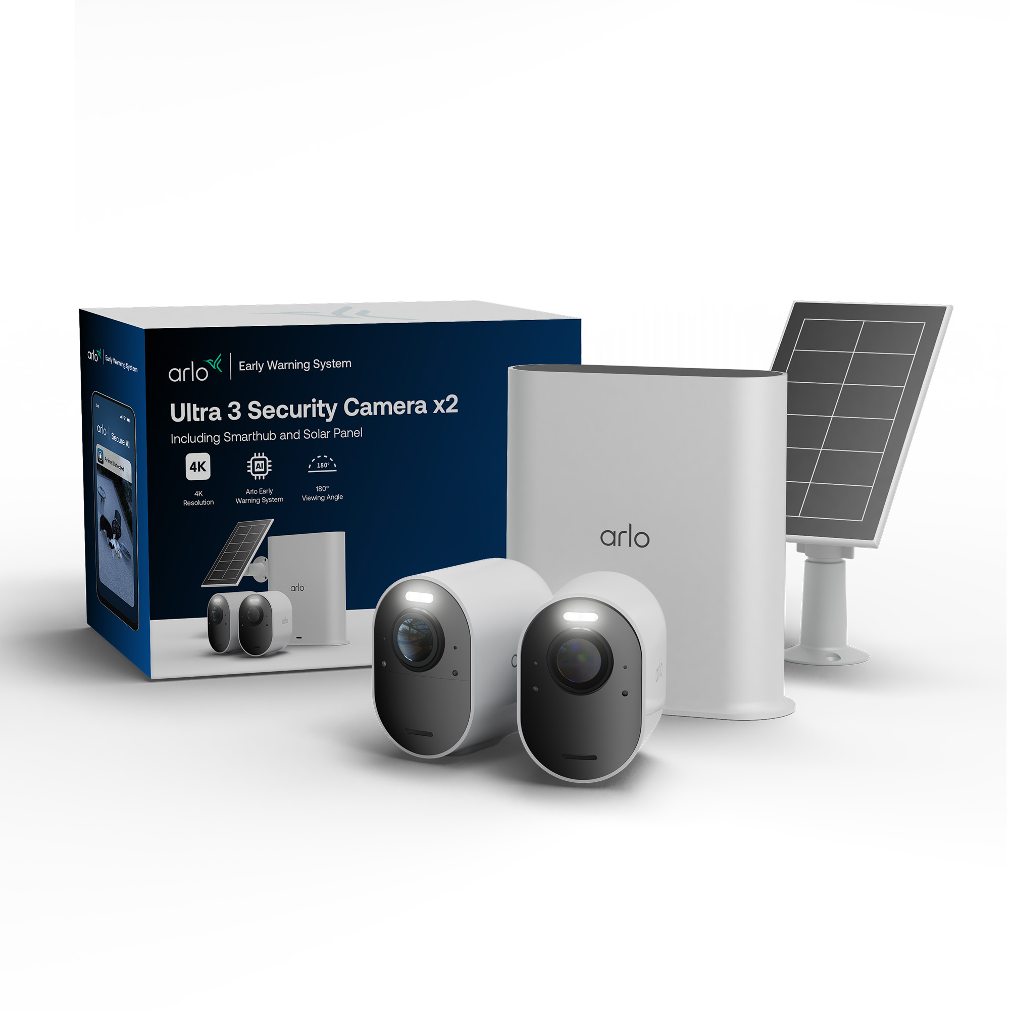 Ultra 3 4K Security Camera, 2-cam kit with Solar Panel