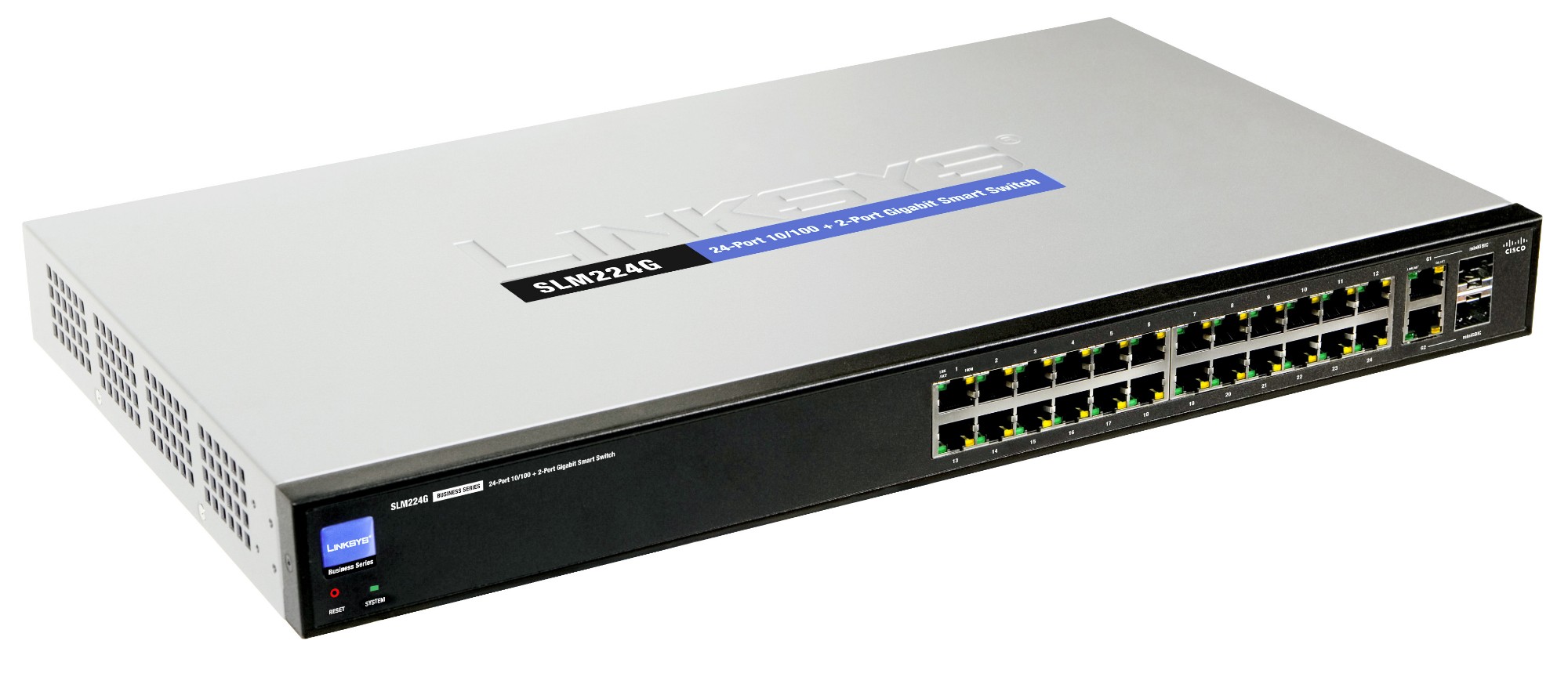 Cisco 24-port 10/100 + 2-port 10/100/1000 Gigabit Smart Switch with 2 combo SFPs Managed