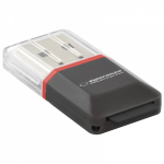Esperanza EA134K geheugenkaartlezer USB 2.0 Zwart, Zilver, Transparant