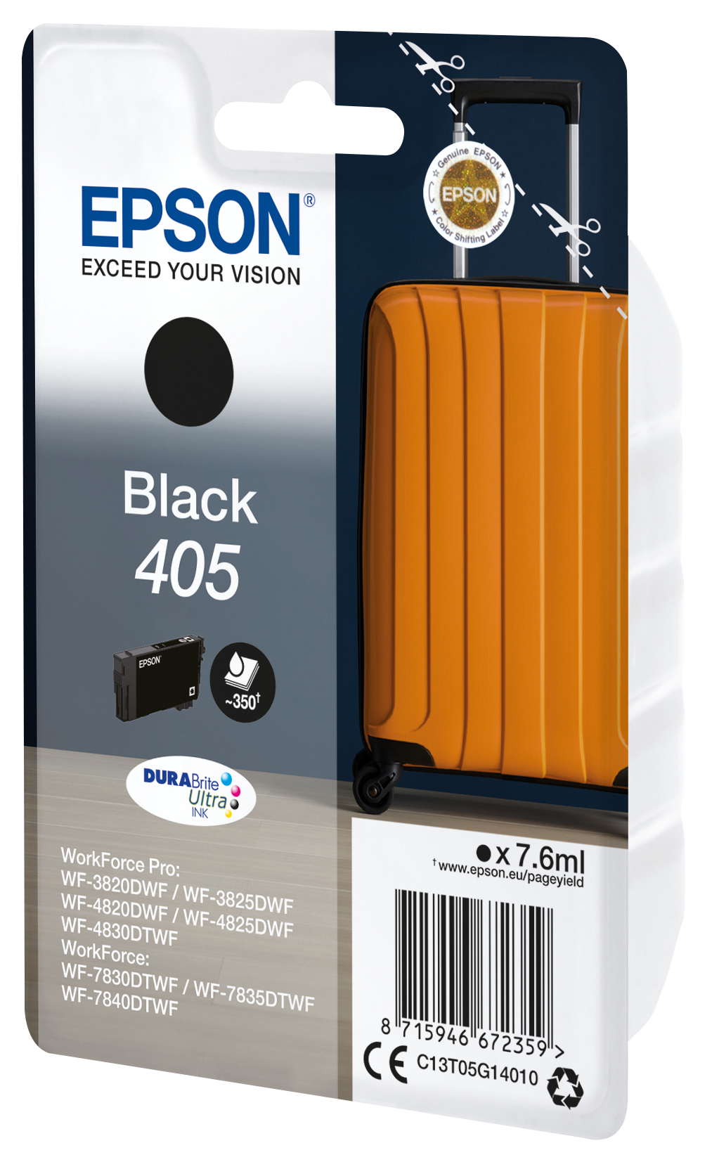 Epson C13T05G14010/405 Ink cartridge black, 350 pages 7.6ml for Epson WF-3820/7830