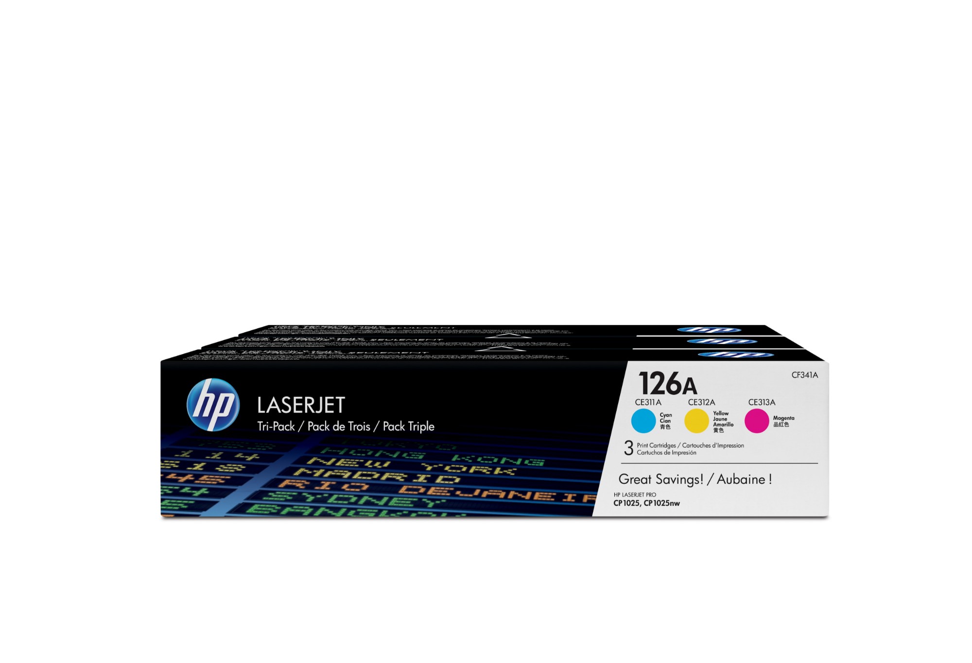 HP CF341A/126A Toner Rainbow-Kit (c,m,y), 3x1K pages ISO/IEC 19798 Pack=3 for HP LJ Pro CP 1025
