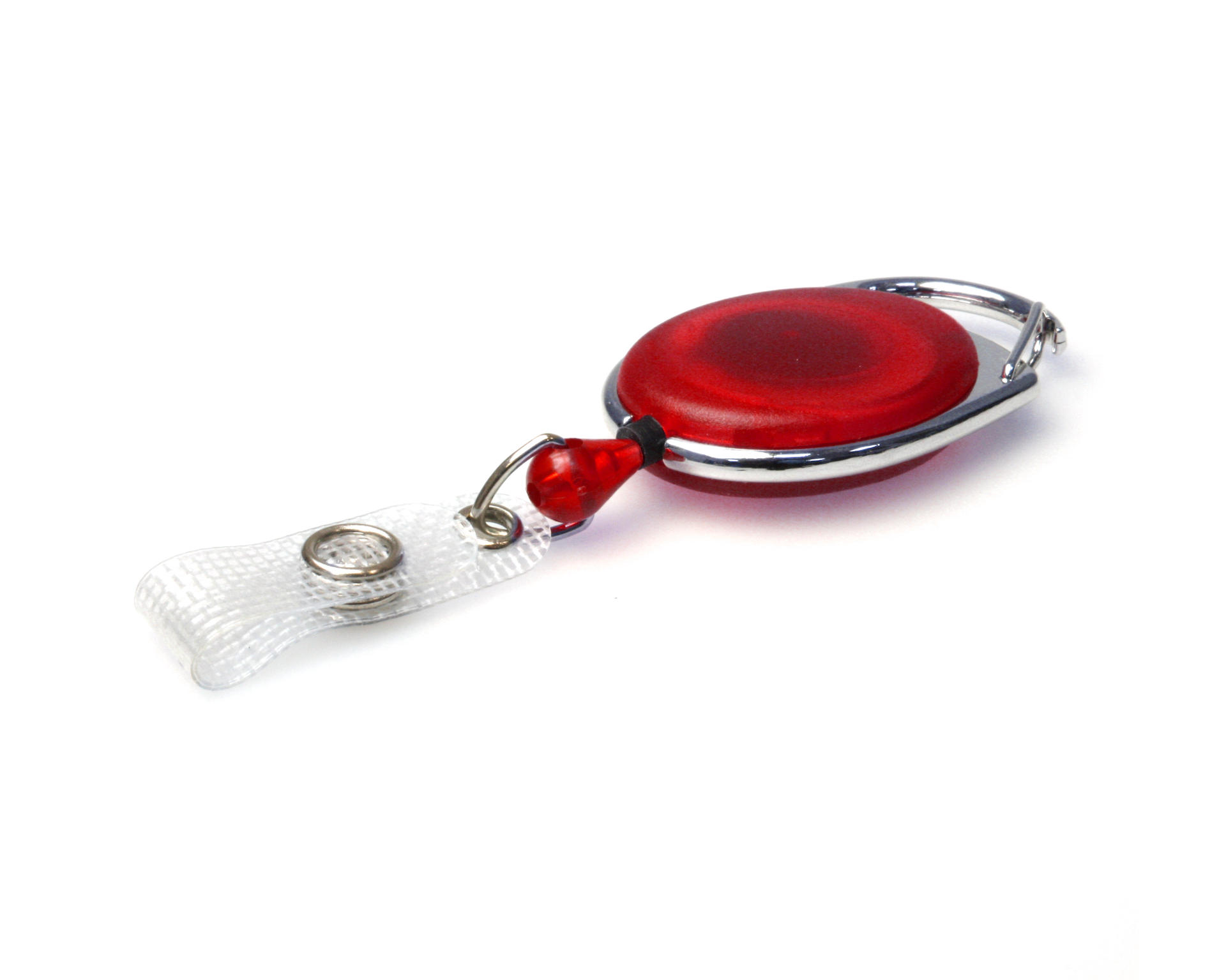 Image of Digital ID Red Translucent Carabiner Card Reels with Reinforced ID...