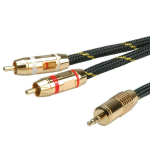 ROLINE GOLD Audio Connection Cable 3.5mm Stereo - 2 x Cinch (RCA), Male - Male 10.0m