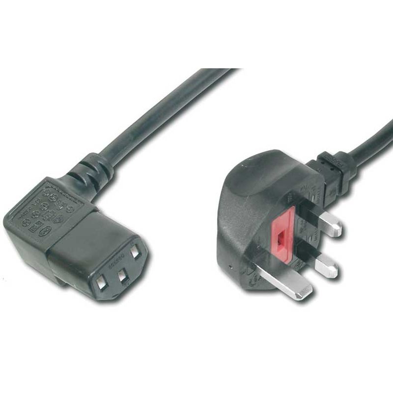 Image of FDL 2M UK MAINS CABLE - UK PLUG TO RIGHT ANGLED IEC C13 SOCKET