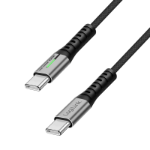 LogiLink USB 2.0 Type-C cable, C/M to C/M, 480 Mbps, 100W, LED, nylon, metal, black, 1 m