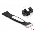DeLOCK Hook-and-loop cable tie with loop and label tap L 203 x W 20 mm black 5 pieces