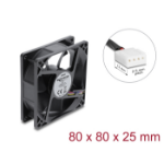 DeLOCK Axial Fan 48 V DC, 80 x 80 x 25 mm with 4 pin PWM fan connector female black