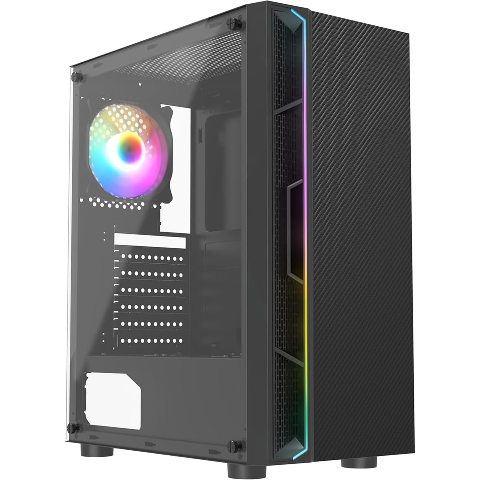 Image of CIT Galaxy Black Mid-Tower PC Gaming Case with 1 x LED Strip 1 x...
