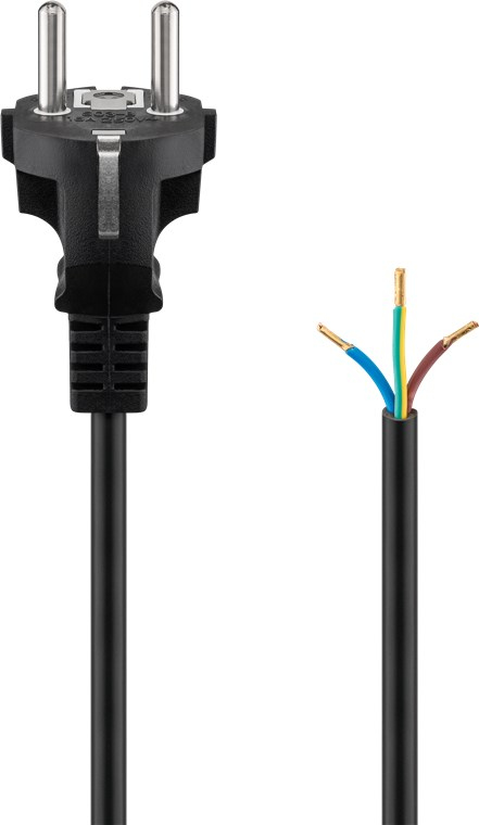 Image of Goobay Protective Contact Cable for Assembly, 1.5 m, Black