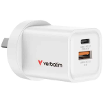 Verbatim 35W 2-Port GaN Wall Charger Universal White AC Fast charging Indoor